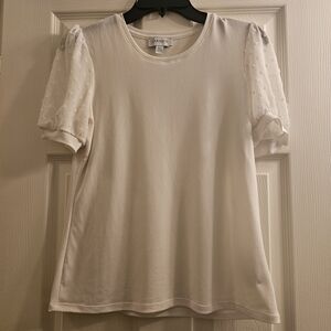 Elegant White Blouse with Sheer Sleeves